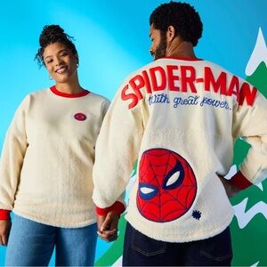 Disney Marvel Avengers Spiderman Spirit Jersey Sherpa EUC unisex Small